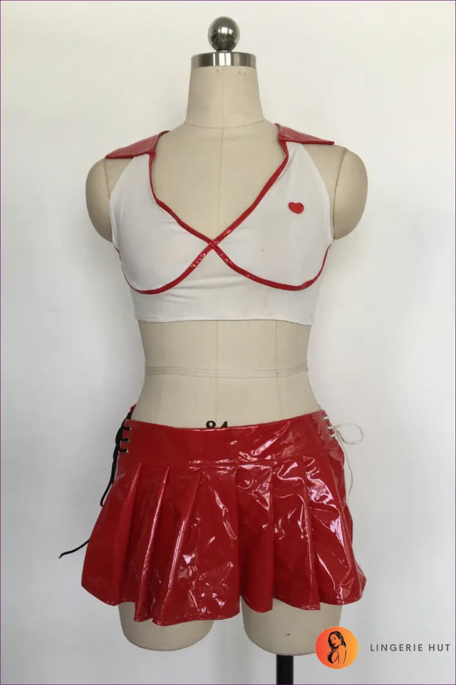 Wet Look Nurse Costume with Skirt