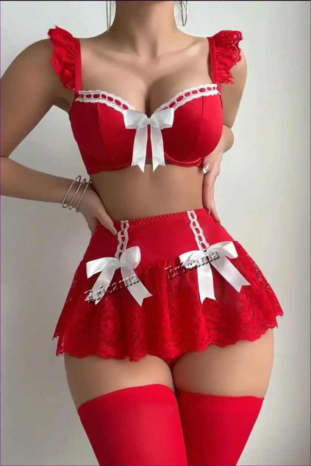 Maid Costume with Lace Detail and Bows - Playful Fantasy Edit