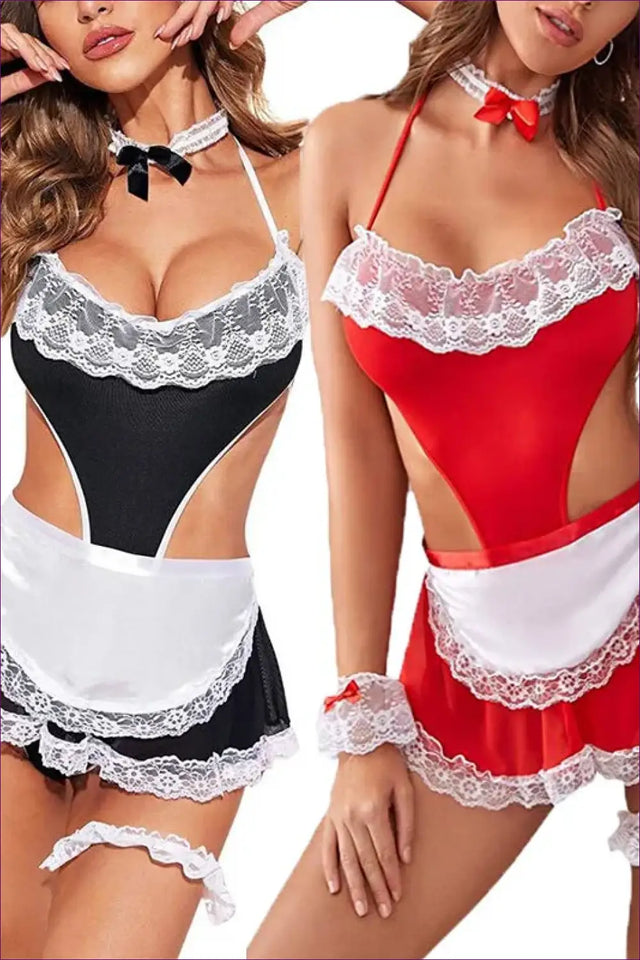 Sexy Maid Costume with Lace Apron - Playful Confidence Fantasy