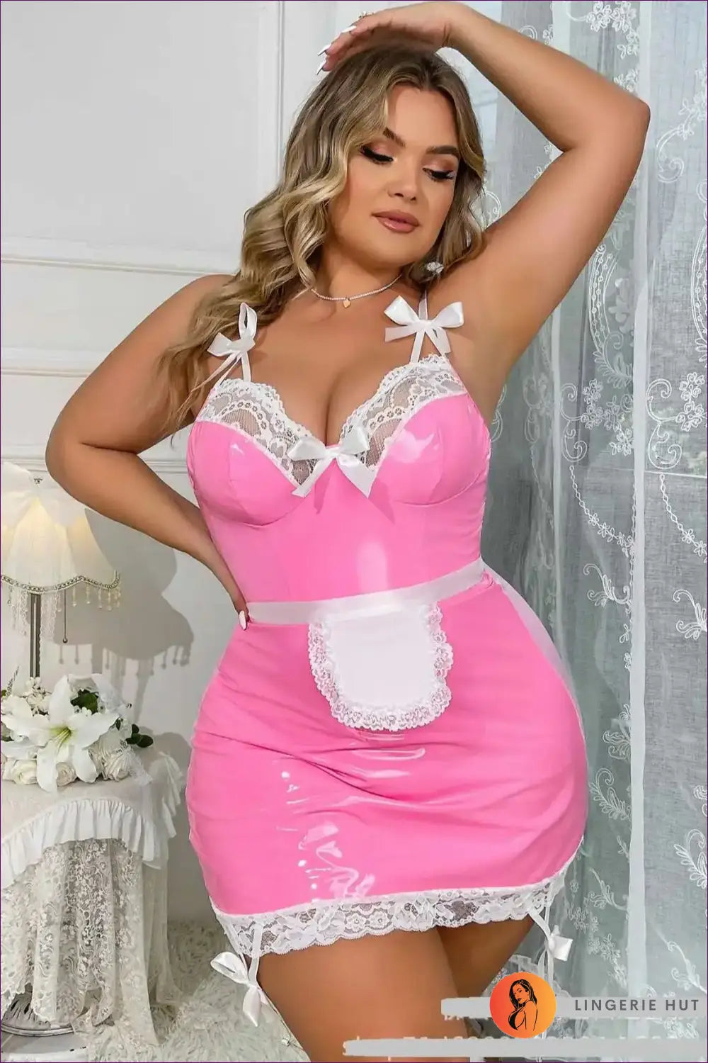 Sexy Maid Costume with Lace Trim & Apron - Bold Bedroom Drama - 01 / Xl - Outfit Set - Garter • Lace • Mini - Lingerie