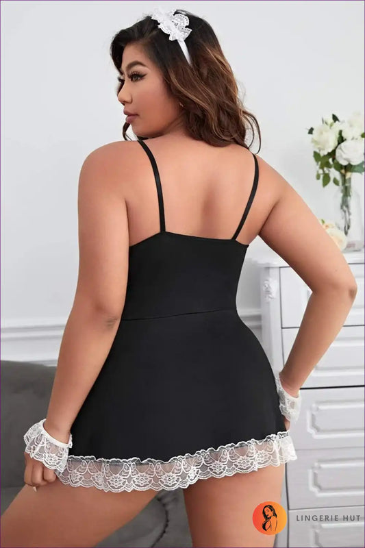 Sexy Maid Costume with Lace Trim and Bows - Playful Fancy for Boudoir, Costume, Evening Wear, just In, Lace