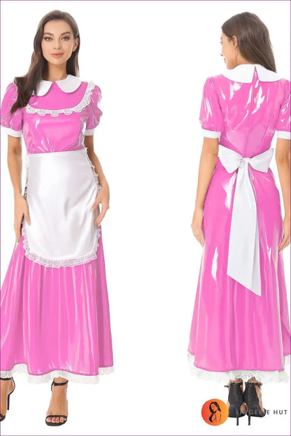 Sexy Maid Costume with Maxi Skirt and Apron - Playful Nostalgia for Clubwear, Costume, Evening Wear,