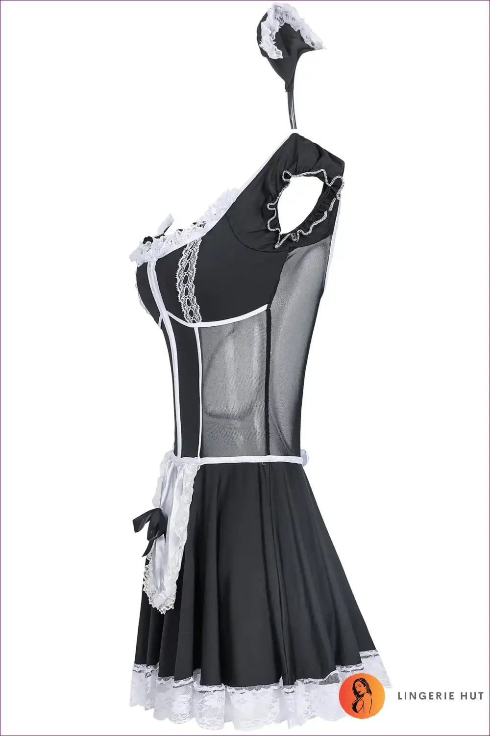 Sexy Maid Costume with Sheer Corset Top - Bedroom Confidence for Boudoir, Corset, Costume, Evening Wear,