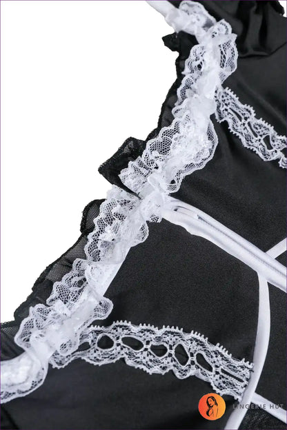 Sexy Maid Costume with Sheer Corset Top - Bedroom Confidence for Boudoir, Corset, Costume, Evening Wear,