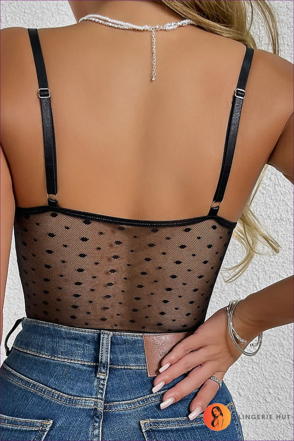 Sexy Mesh Polka Dot Backless Bodysuit – Summer Seduction For Clubwear, Date Night, Everyday, Lingerie, Sheer