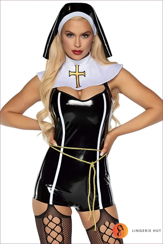 Sexy Nun Costume - Fantasy Roleplay Ready - Bodysuit - Lingerie Hut - Backless • Clubwear • Glamour
