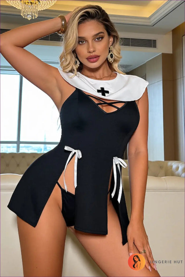 Sexy Nun Costume with Split Detail - Playful Fantasy