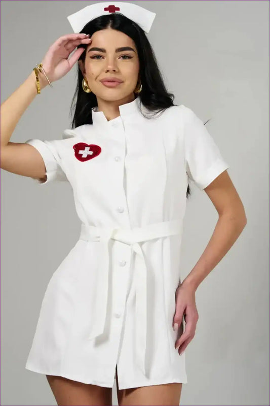 Sexy Nurse Costume with Deep v Neck - Playful Cosplay Mood for Costume, just In, Mini, Nurse, Party