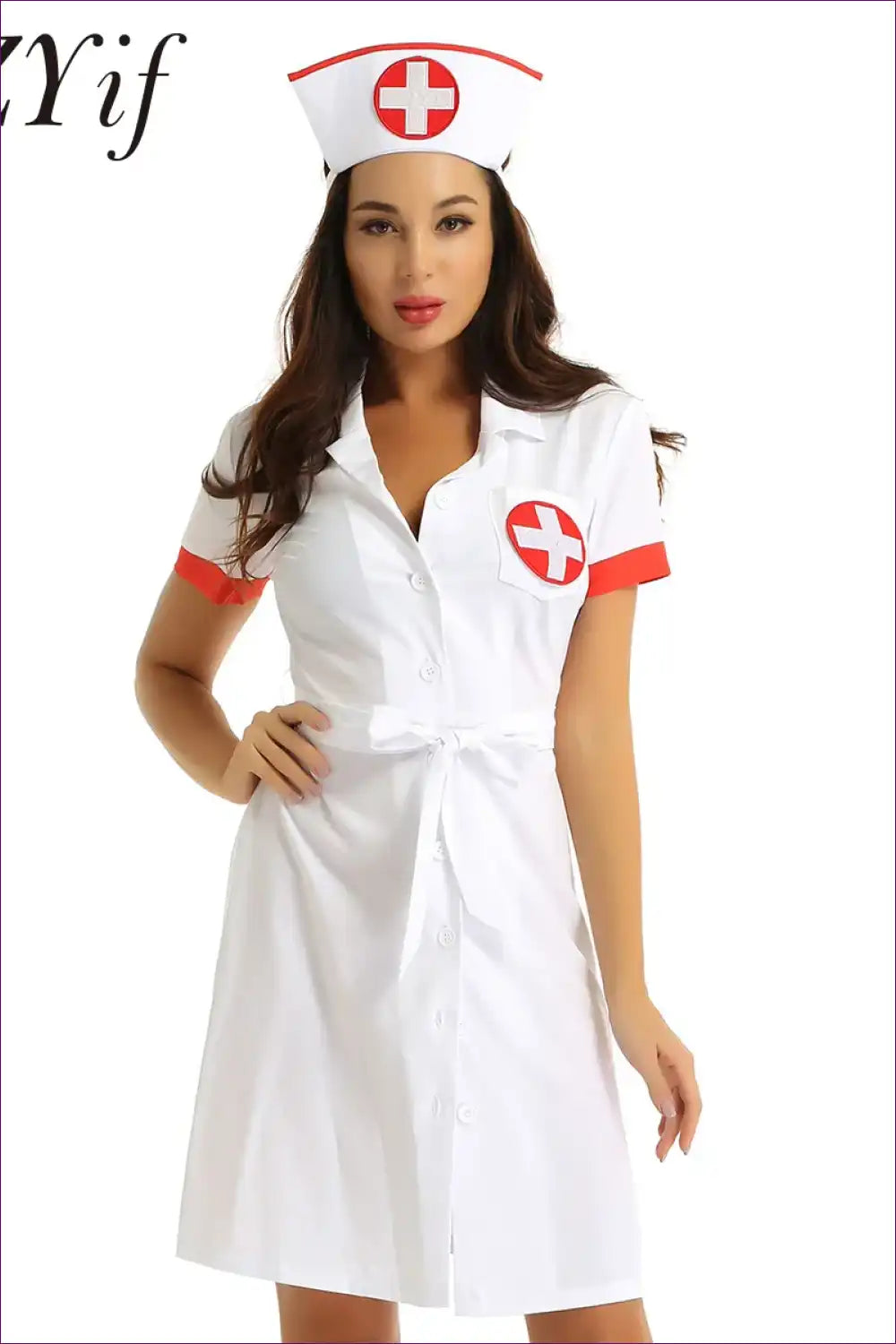 Sexy Nurse Costume with Hat and Belt - Playful Fantasy for Clubwear, Costume, Dresses, Everyday, Halloween
