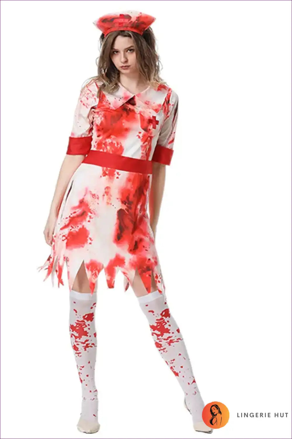 Sexy Nurse Costume with Jagged Hemline - After-dark Playfulness for Clubwear, Costume, Dress, Dresses,