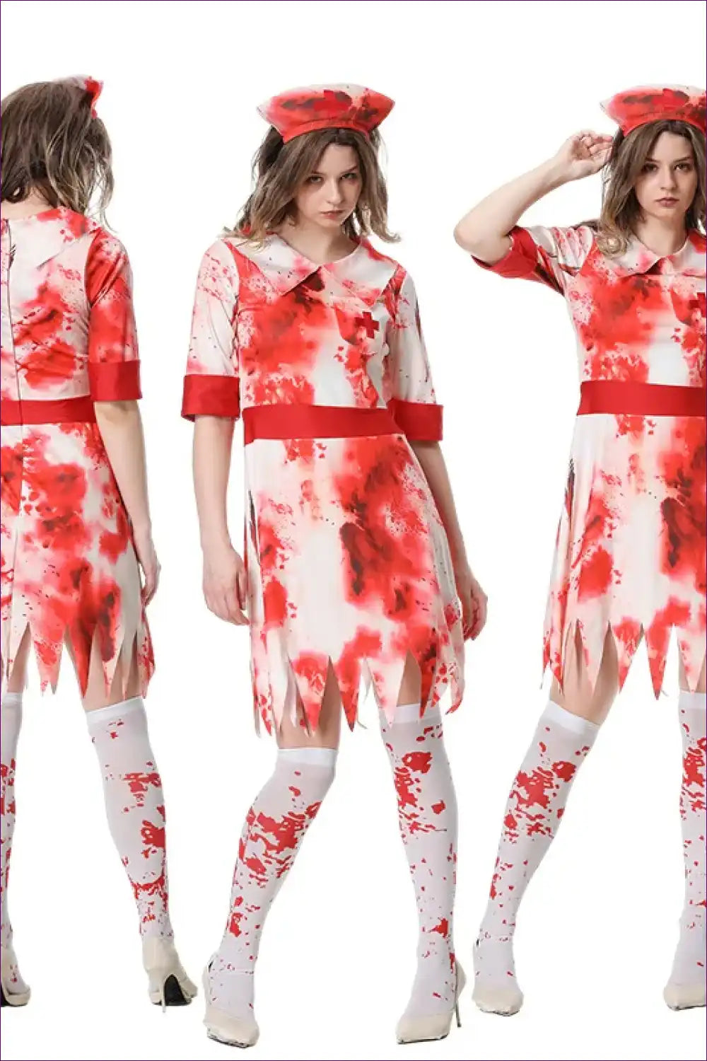 Sexy Nurse Costume with Jagged Hemline - After-dark Playfulness for Clubwear, Costume, Dress, Dresses,