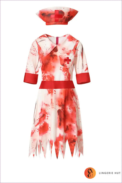 Sexy Nurse Costume with Jagged Hemline - After-dark Playfulness for Clubwear, Costume, Dress, Dresses,
