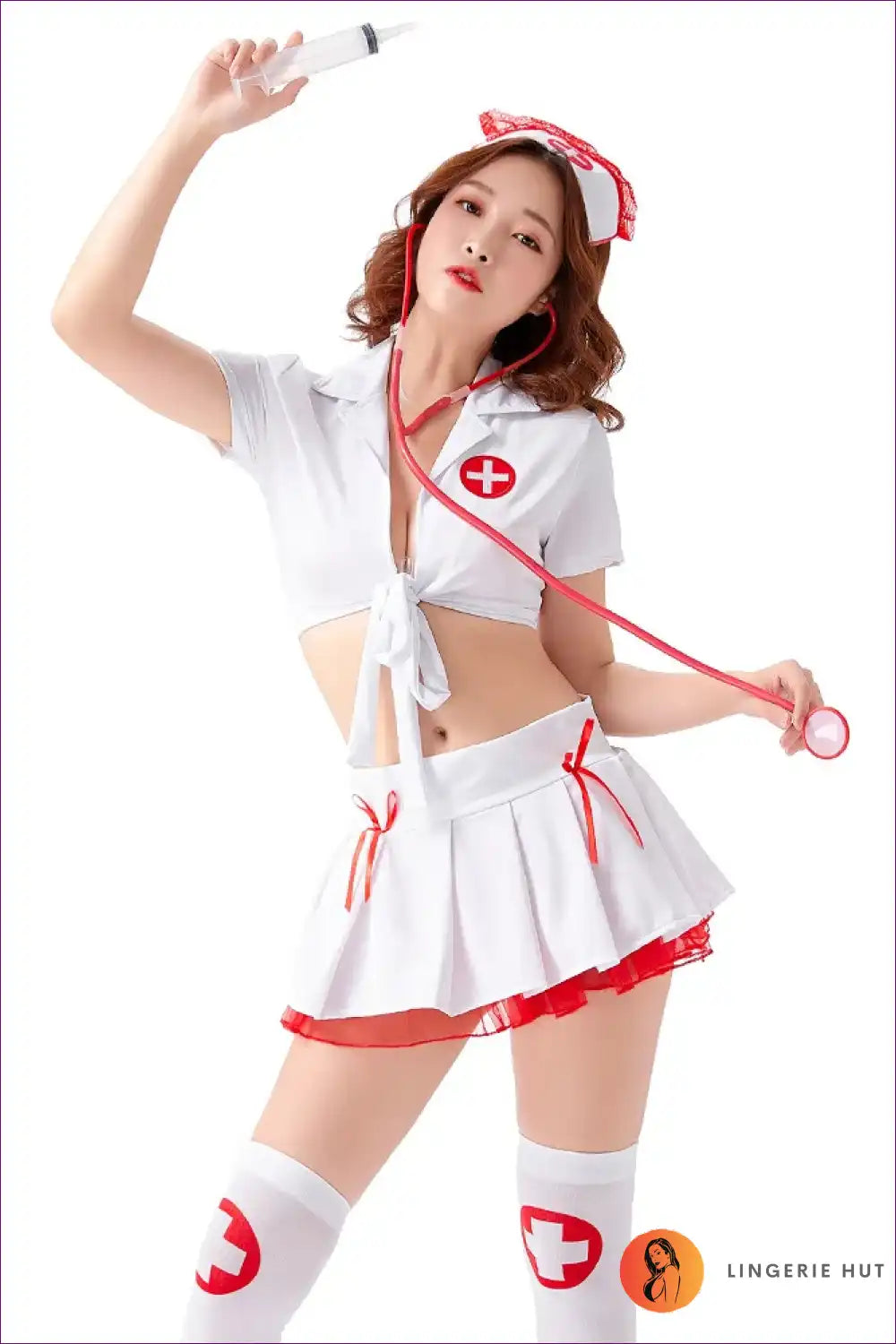 Sexy Nurse Costume with Mini Skirt Set - Playful Confidence for Boudoir, Costume, Crop, Date Night,