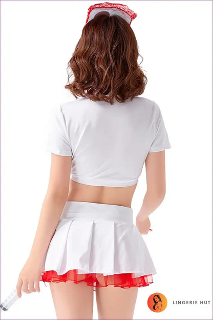 Sexy Nurse Costume with Mini Skirt Set - Playful Confidence for Boudoir, Costume, Crop, Date Night,