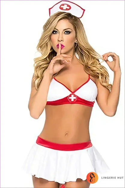 Sexy Nurse Costume with Sheer Skirt and Bow Detail - Playful Confidence for Babydoll, Boudoir, Costume, Date