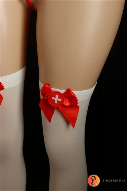 Sexy Nurse Costume with Strappy Halter and Cross Motif - Playful Remedy for Bodycon, Boudoir, Costume,