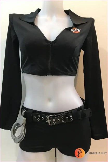 Sexy Police Costume with Accessories - Confident Command for Boudoir, Clubwear, Costume, Evening Wear,