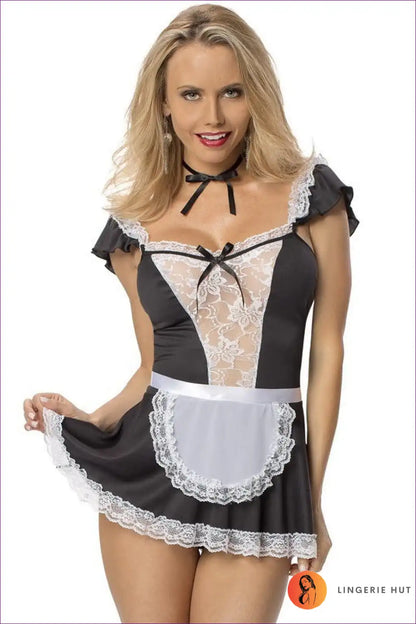 Ignite Your Fantasies With Lingerie Hut’s Sexy Role Play Maid Uniform. Soft Polyester And Sensual Ruffles Make