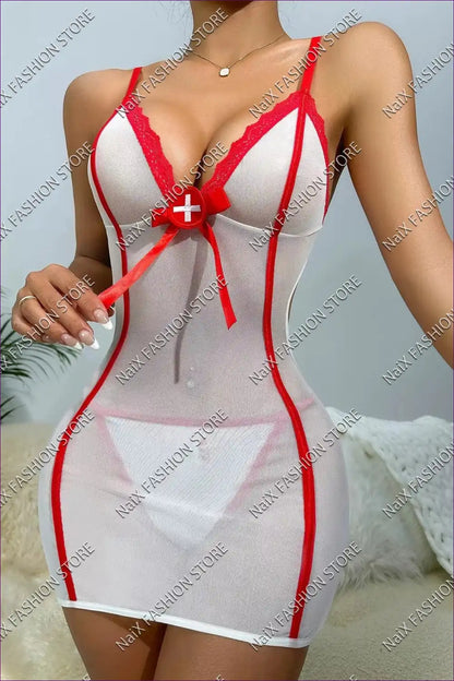 Sexy Sheer Nurse Lingerie - Tempting Allure For Costume, Nurse, Sheer, Theme Parties