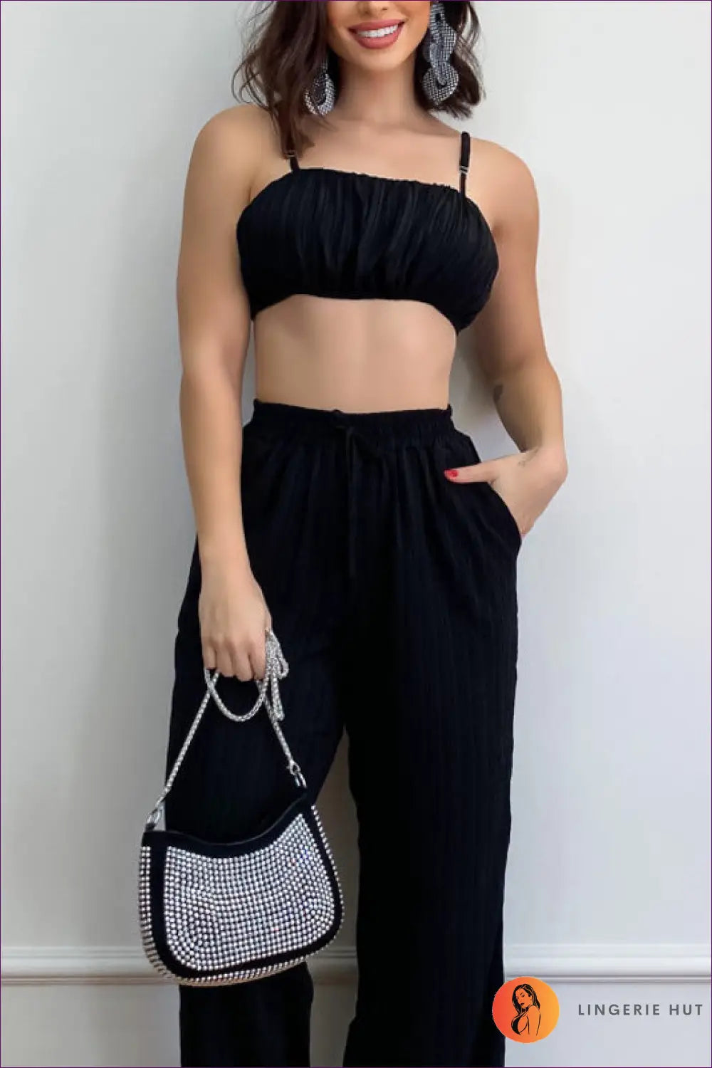 Sexy Sleeveless Cropped Outfit - Two-piece Set For x