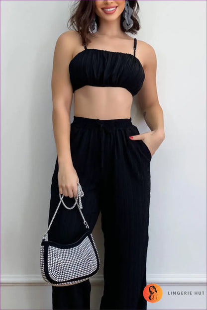 Sexy Sleeveless Cropped Outfit - Two-piece Set For x