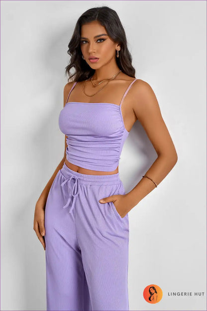 Sexy Spaghetti Strap Ruched Set - Effortless Summer Glam