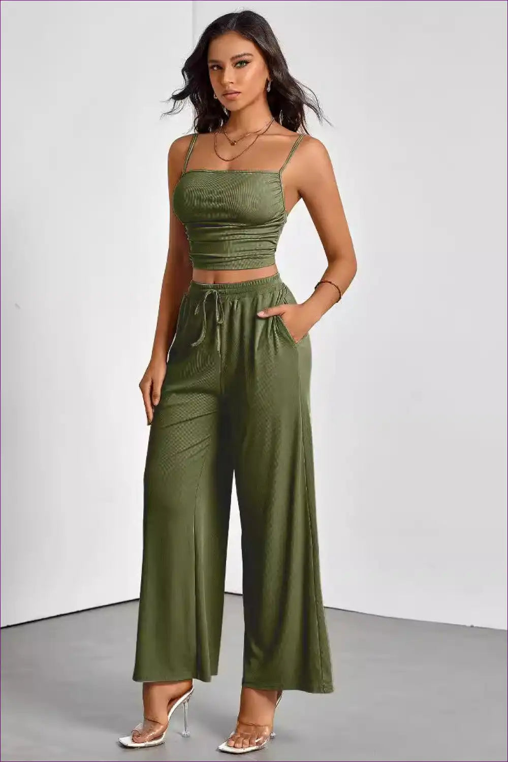 Sexy Spaghetti Strap Ruched Set - Effortless Summer Glam