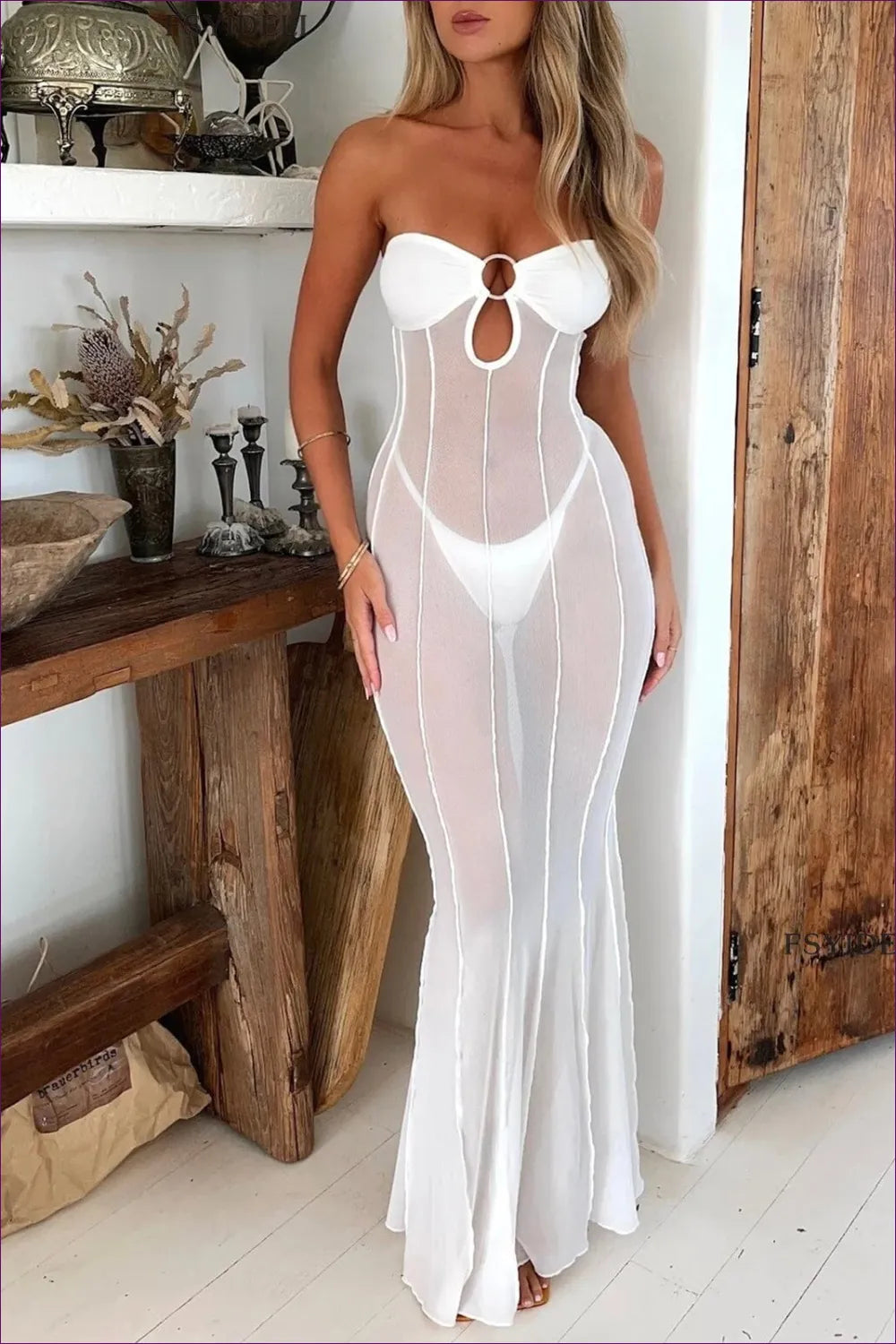 Sexy Strapless Mesh Maxi Dress – Night Out Glamour For x