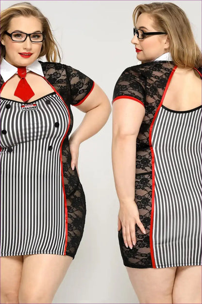Sexy Teacher Costume with Lace Panel - Statement Confidence Look for Boudoir, Costume, Cutout, just In, Lace