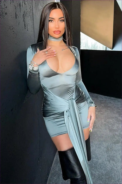 Sexy Trendy Lace-up Bodycon Dress - Nightclub Vibes