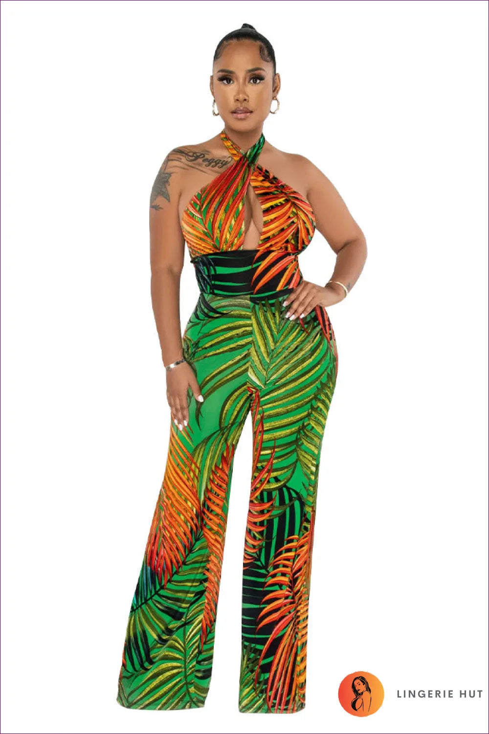 Sexy Tropical Halter Backless Jumpsuit - Ultimate Summer Vibes