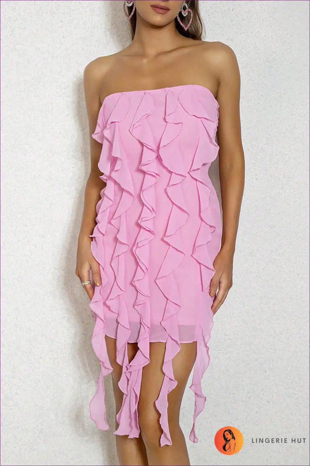 Get Ready To Turn Heads! Embrace Allure And Be The Life Of Party In This Sexy Tube Top Ruffle Dress. Flaunt