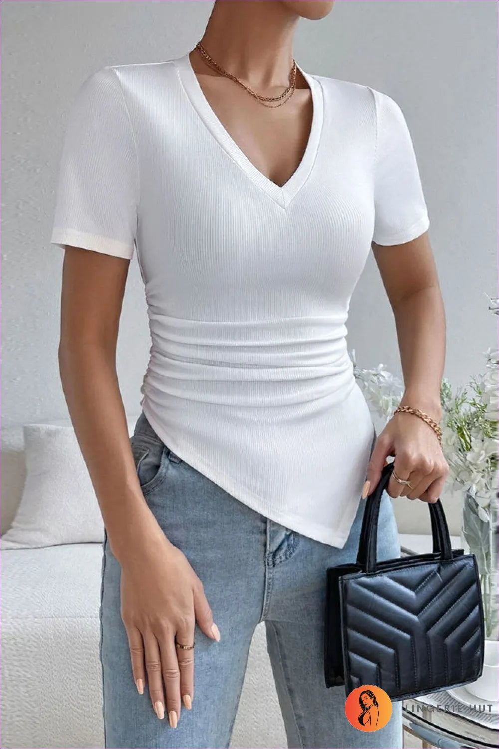 Enhance Your Elegance With Our Sexy V-neck Slim Top. It’s More Than An Outfit; It’s a Confidence Boost.