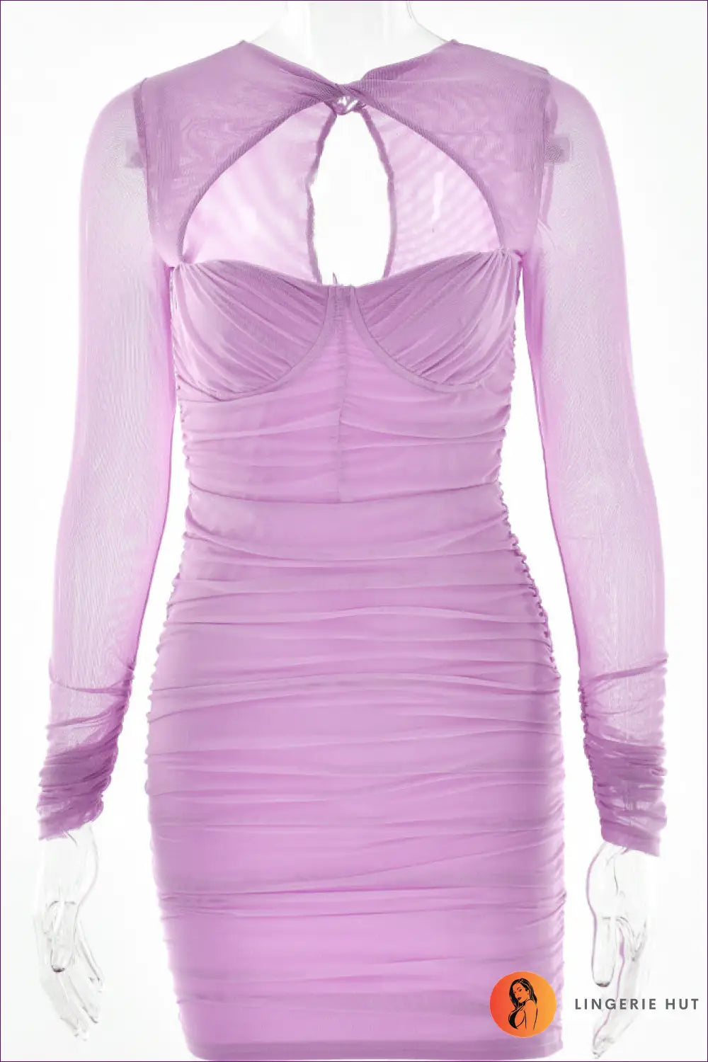 Sheer Cutout Bodycon Mini Dress - Night out Confidence - s / Purple - Dresses - Autumn • Clubwear • Lingerie Hut