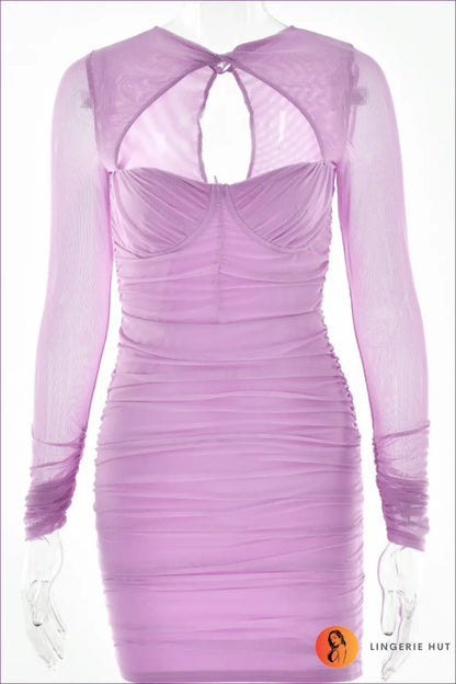 Sheer Cutout Bodycon Mini Dress - Night out Confidence - s / Purple - Dresses - Autumn • Clubwear • Lingerie Hut