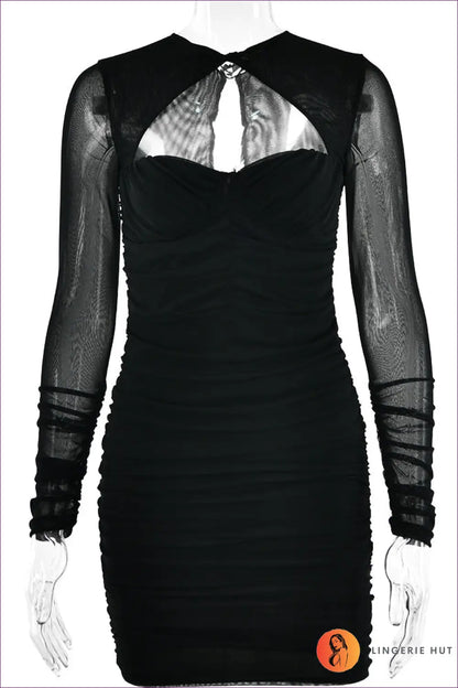 Sheer Cutout Bodycon Mini Dress - Night out Confidence - l / Black - Dresses - Autumn • Clubwear • Lingerie Hut