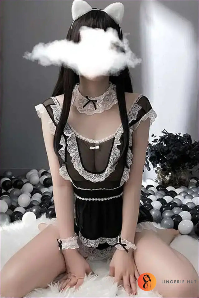 Maid Cosplay Costume With Sheer Mesh