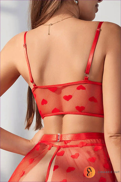 Sheer Maid Five-piece Set with Embroidery and Bow - Playful for Costume, Lingerie, Maid, Night In, Polyester