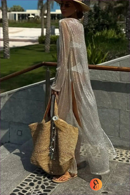 Sheer Maxi Dress with High Side Split Detail