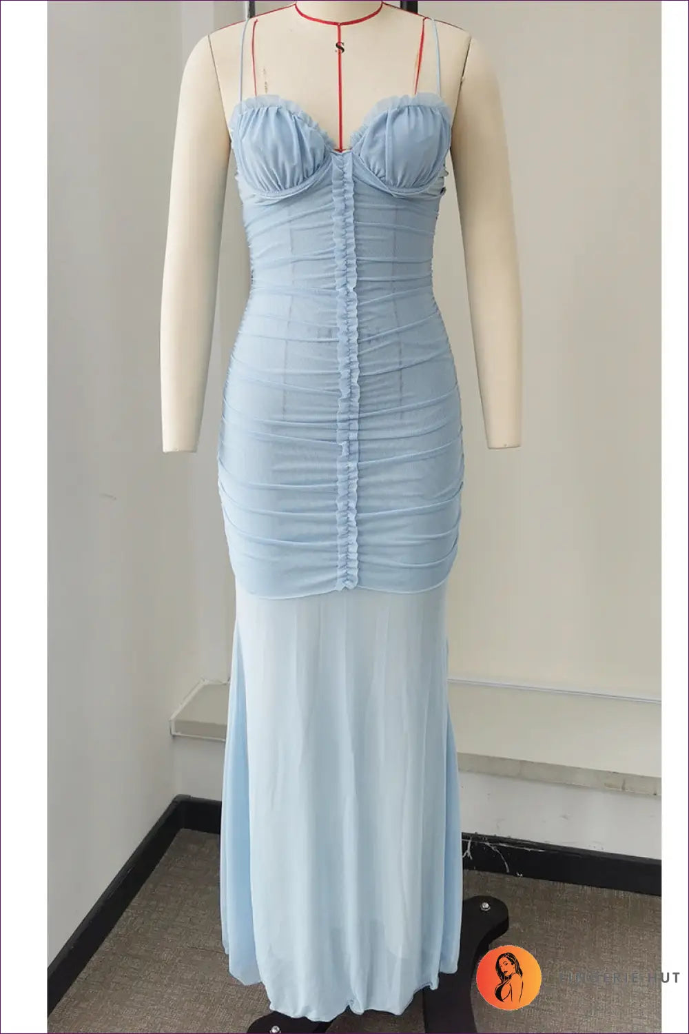 Sheer Maxi Dress with Ruched Front - Evening Softness - s / Blue - Date Night • Dresses • Wear • just in - Lingerie Hut