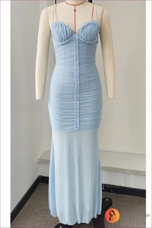 Sheer Maxi Dress with Ruched Front - Evening Softness - s / Blue - Date Night • Dresses • Wear • just in - Lingerie Hut