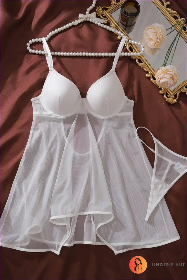 Sheer Mesh Babydoll with Molded Cups - Alluring Evenings