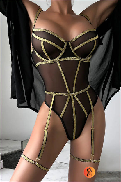 Sheer Mesh Bodysuit with Cutout Back - Bold but Wearable - Lingerie - Hut - All Season • Backless • Boudoir