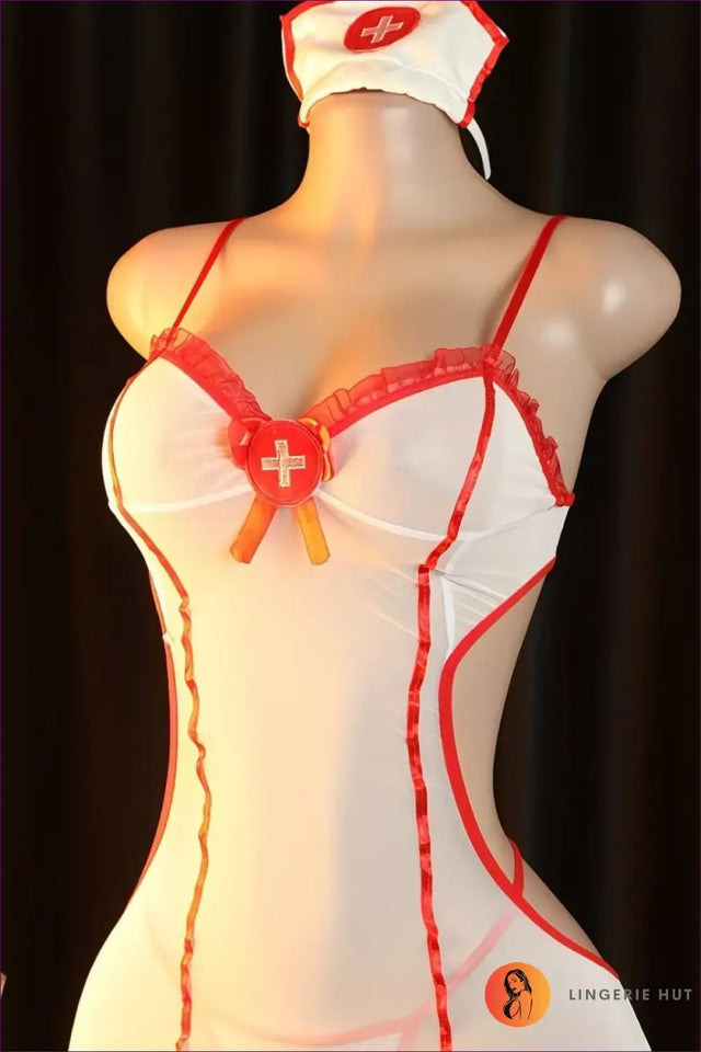 Sheer Mesh Bodysuit Set with Cross Trim Accents - After Hours Tease