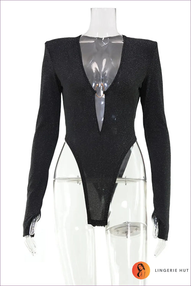 Sheer Mesh Cutout Dress with Deep V - Nightclub Confidence