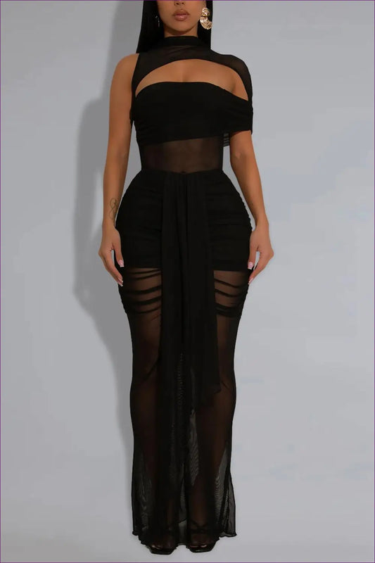 Sheer Mesh Cutout Maxi Dress - the one They’ll Ask About - Dresses - Lingerie Hut - Bodycon • Clubwear • Evening Wear