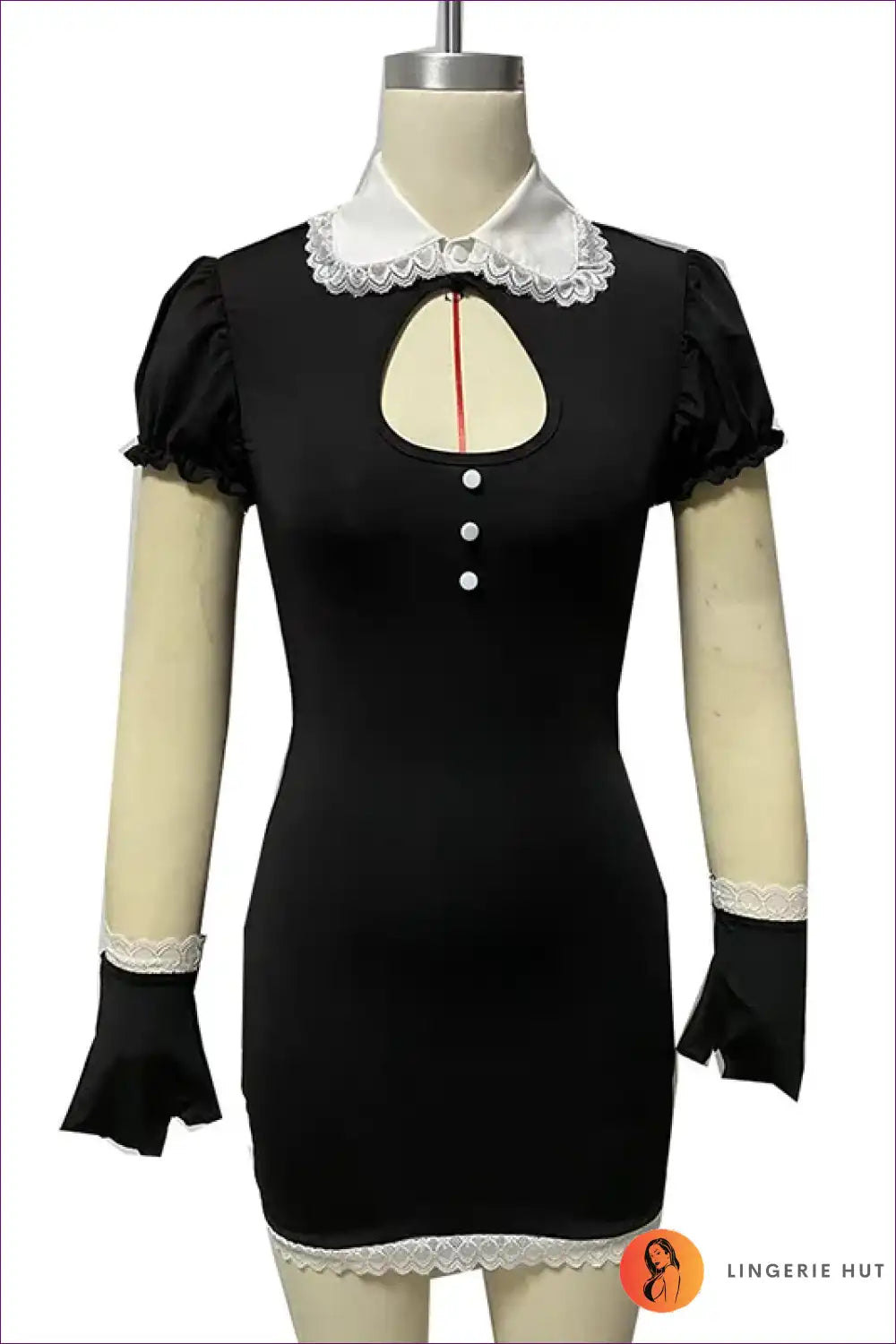 Sheer Mesh Maid Dress with Apron Detail - Playful Cosplay for Costume, just In, Lace, Maid,