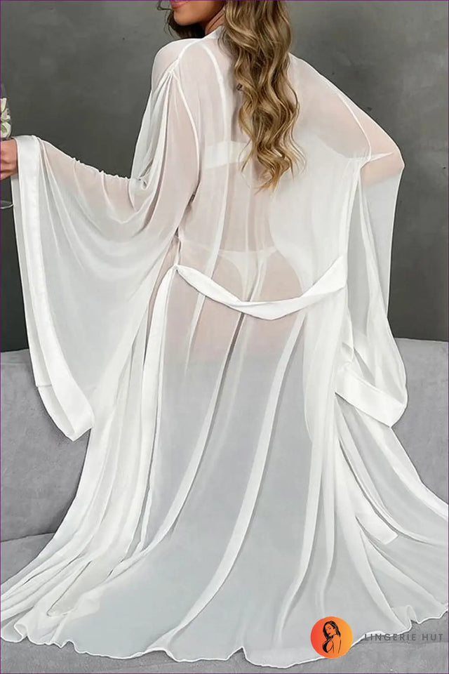 Satin Maxi Robe with Belted Waist - Elegant Layering