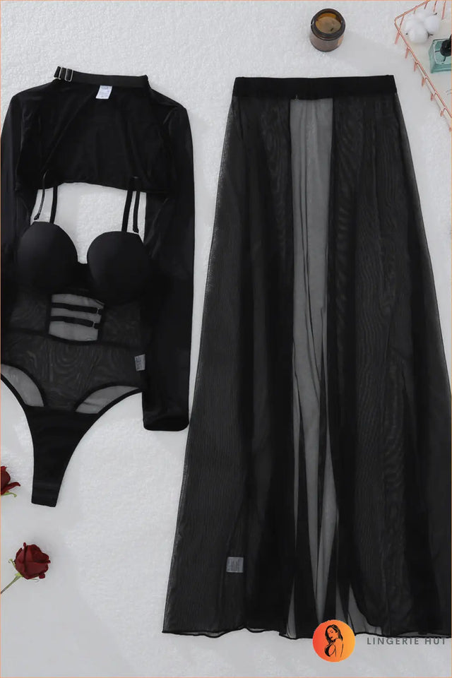 Sheer Mesh Bodysuit with Long Sleeves