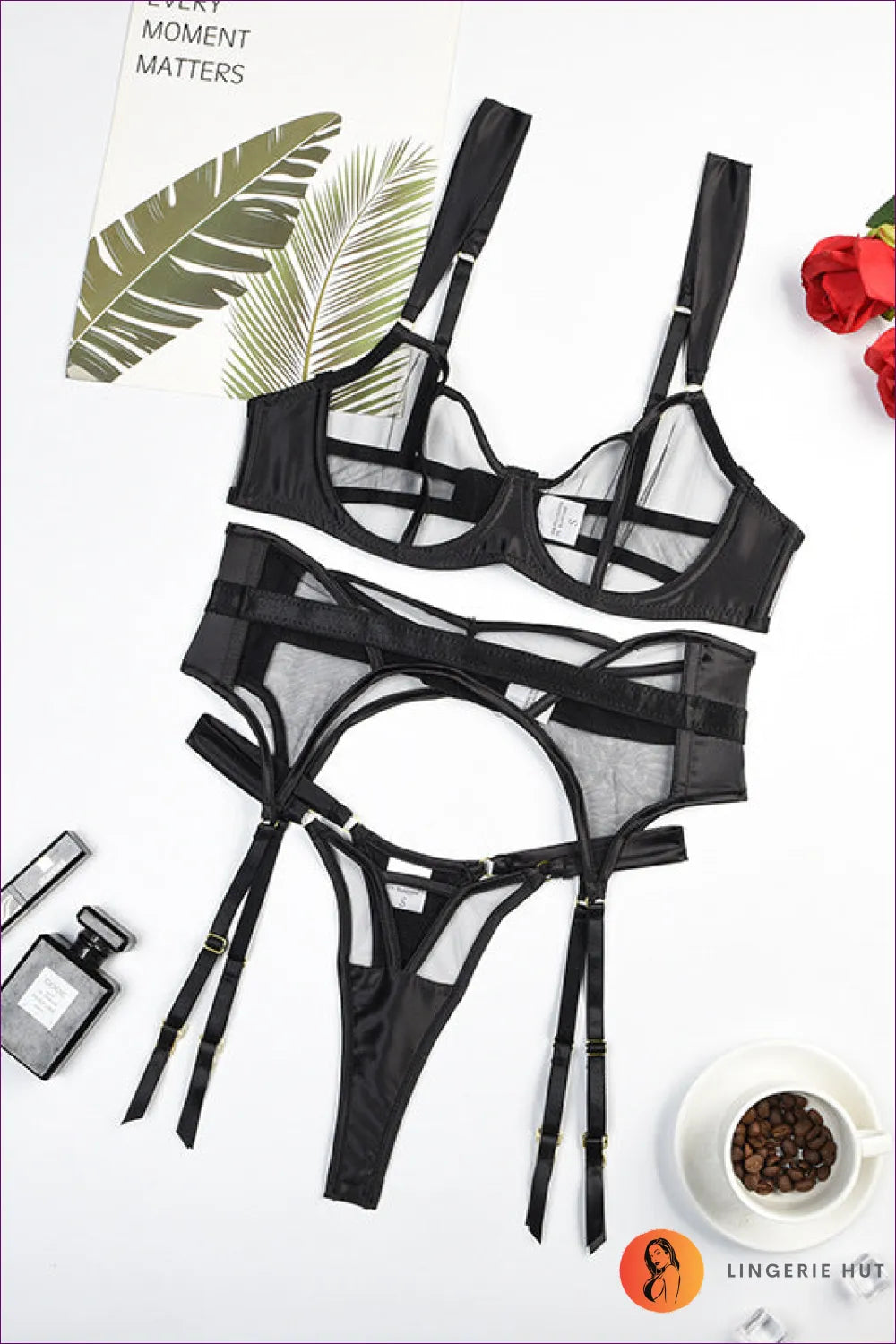 Discover The Secret To Seductive Comfort With Lingerie Hut’s Sexy Sheer Mesh Push-up Set. a Three-piece